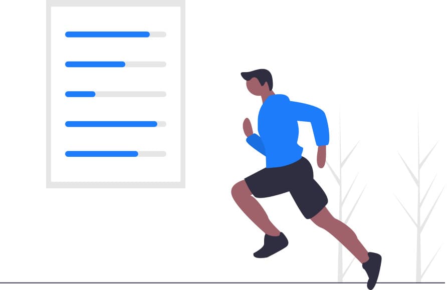 Ilustração de homem correndo ao ar livre, representando a assessoria de corrida