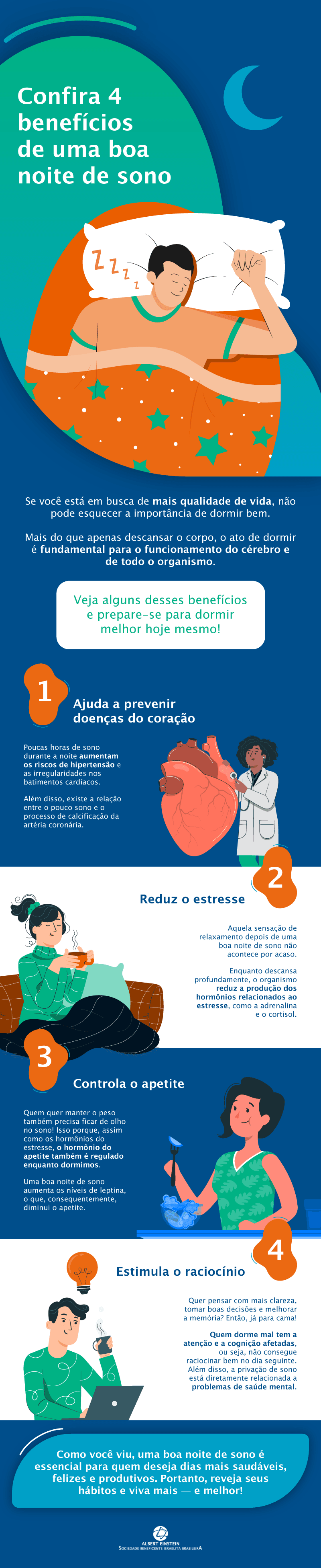 infográfico 4 benefícios de uma boa noite de sono 