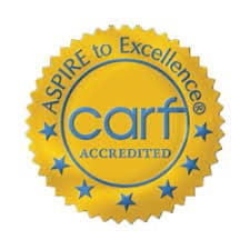 Certificação CARF - Aspire to Excellence, reconhecendo padrões internacionais de excelência em serviços de saúde, reabilitação e cuidados especializados, promovendo qualidade e segurança no atendimento.
