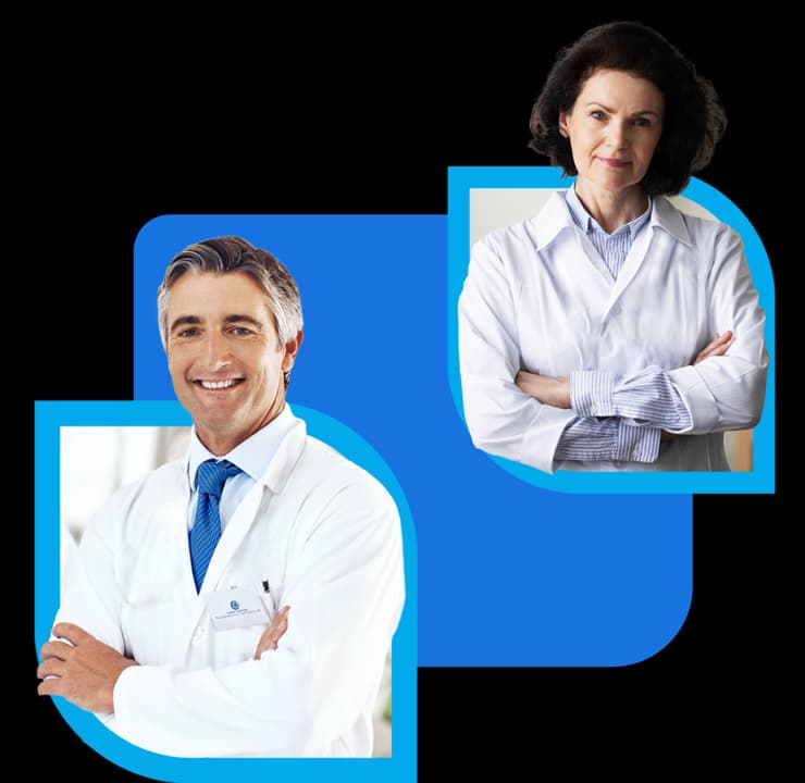 Imagem de dois médicos representando o corpo clínico do Einstein Imagem de dois médicos representando o corpo clínico do Einstein