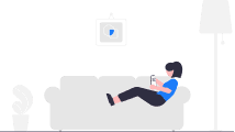 ilustração mulher deitada no sofá, com celular na mão ilustração mulher deitada no sofá, com celular na mão