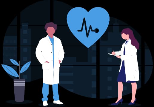 Dois profissionais de saúde. em ambiente clínico. simbolizam o cuidado com saúde e prevenção que o Einstein Até Você oferece ao levar serviços de exames, vacinas e infusões onde o paciente estiver. Dois profissionais de saúde. em ambiente clínico. simbolizam o cuidado com saúde e prevenção que o Einstein Até Você oferece ao levar serviços de exames, vacinas e infusões onde o paciente estiver.