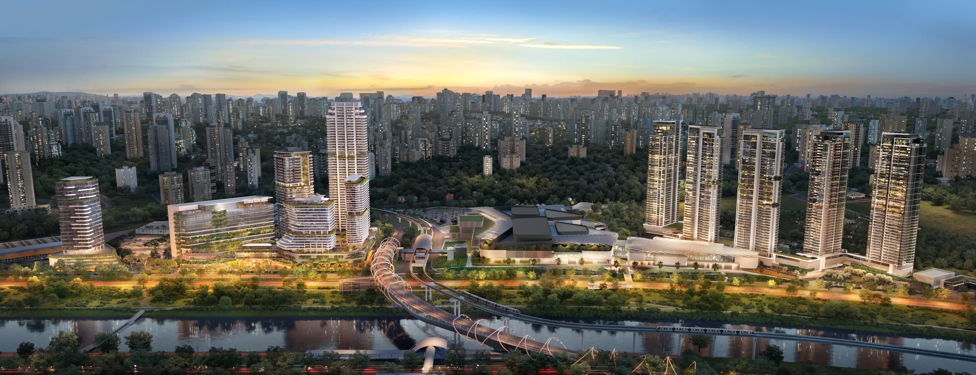 Imagem panorâmica do complexo urbanístico onde se encontra o Centro de Terapias Avançadas em Oncologia e Hematologia Einstein. Com equipe multidisciplinar especializada e avançadas inovações terapêuticas