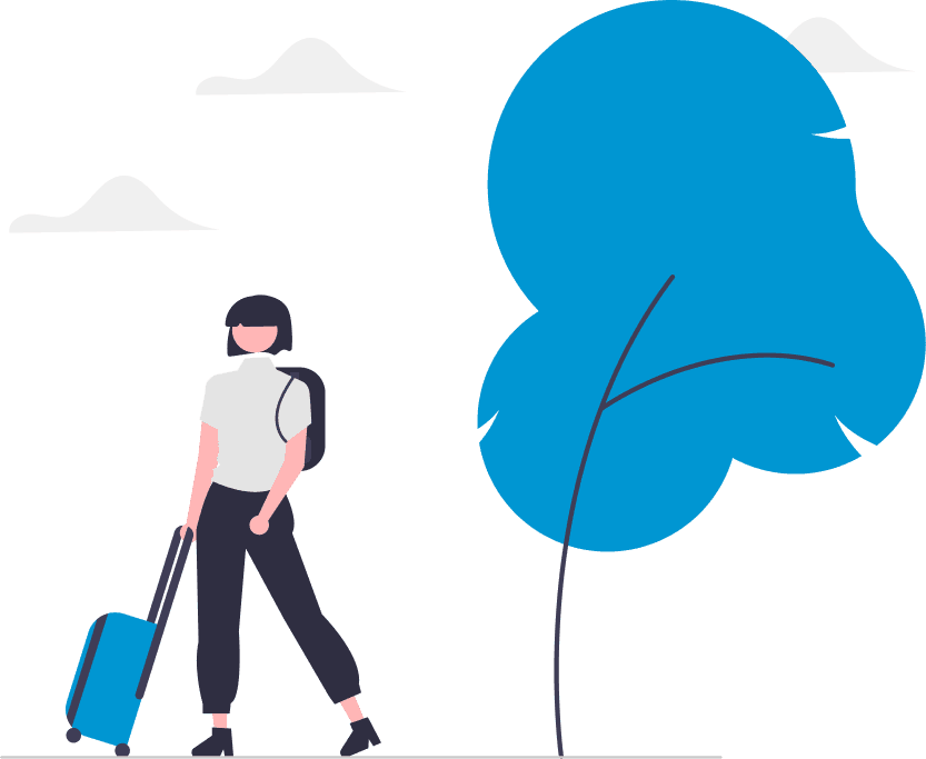 Ilustração de mulher com mala de viagem Ilustração de mulher com mala de viagem