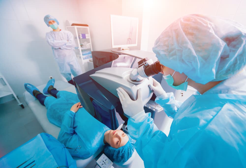 Laser,Vision,Correction.,A,Patient,And,Team,Of,Surgeons,In