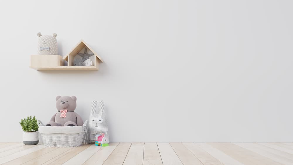 Teddy,Bear,And,Rabbit,Doll,In,The,Children's,Room,On