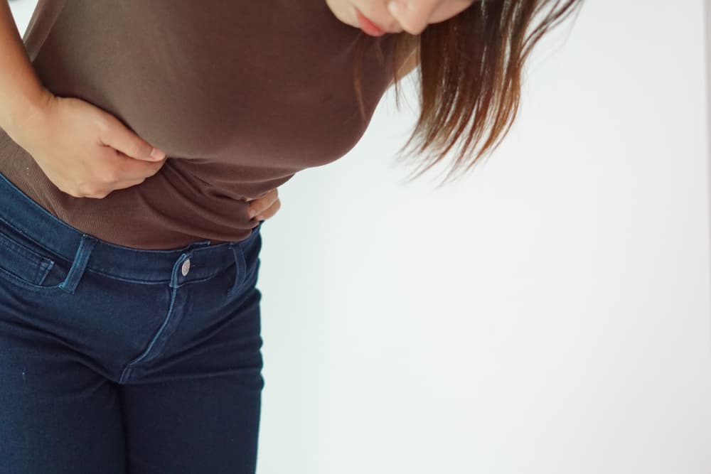 Close,Up,Young,Woman,Has,Acute,Cholecystitis,And,Stomach,Ache